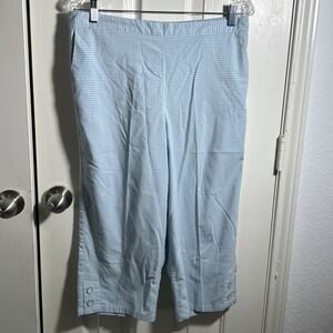 Alfred Dunner Blue White Check Pants Pull-On‎ Elastic Waist Women's Size 12